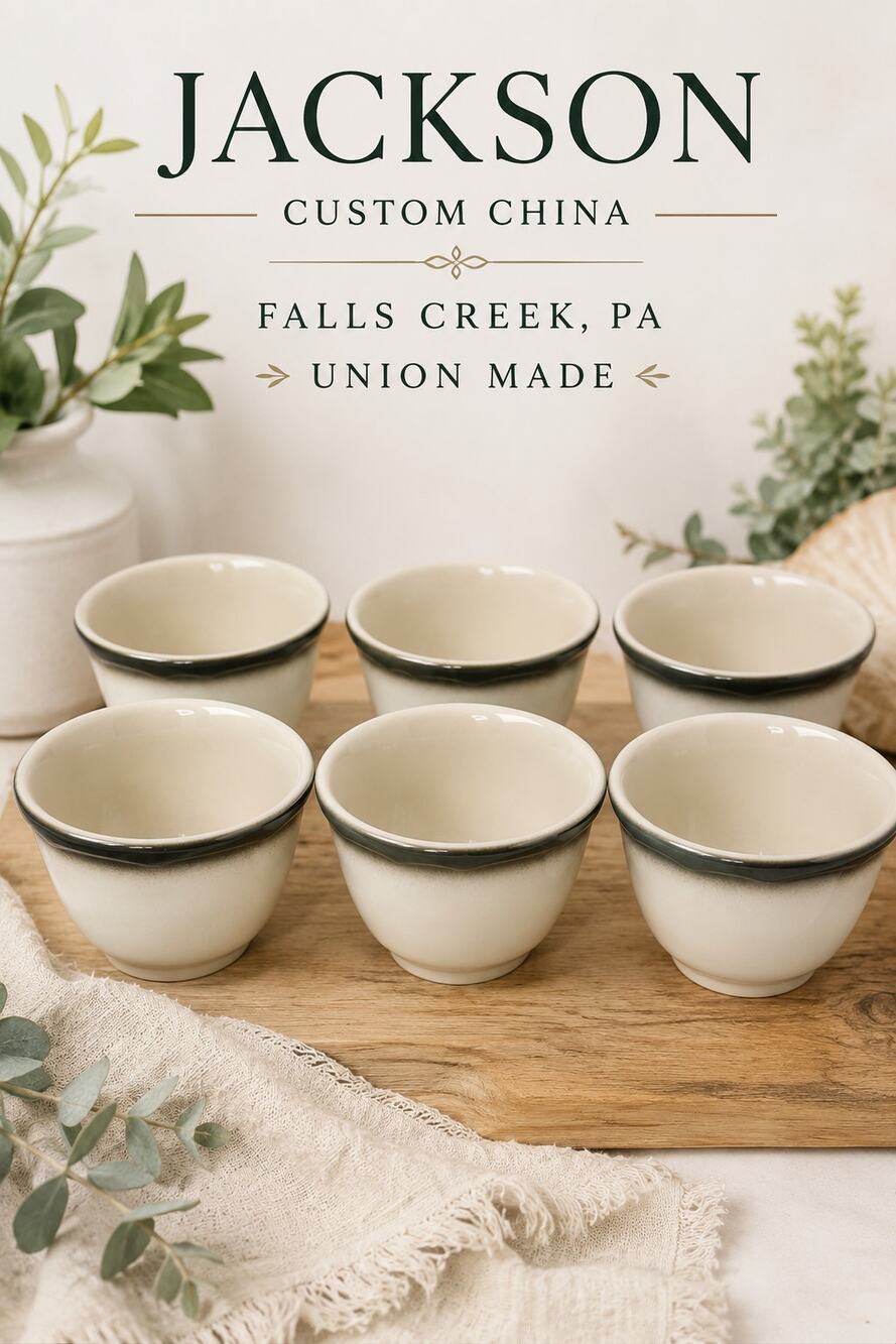 Set of 6 Jackson Custom China Falls Creek PA Union Made Restaurant Bowls USA